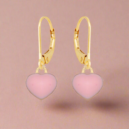 Surgical Steel Gold Plated Enamel Heart Earring