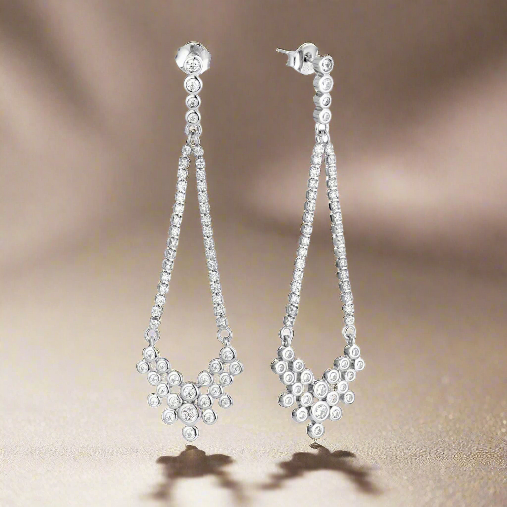 Sterling Silver Dangling Cluster Earring