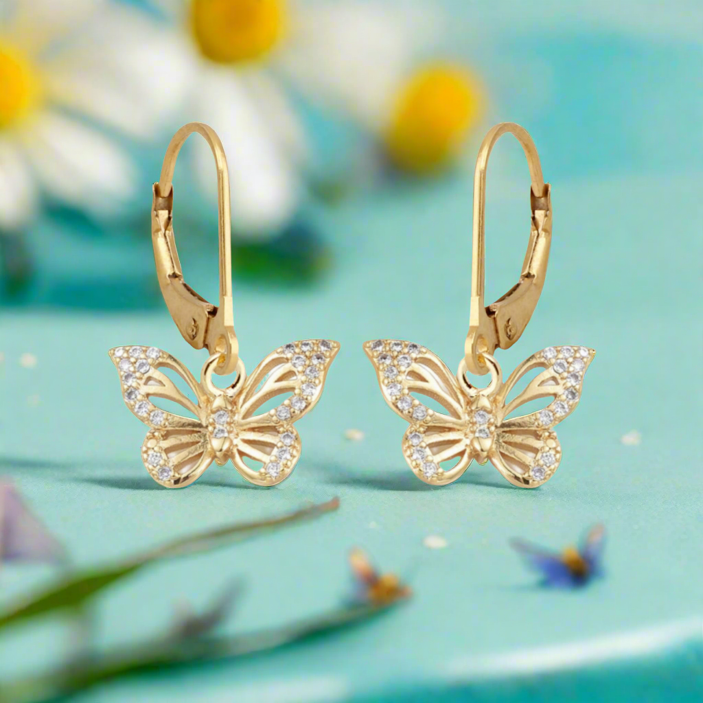 Surgical Steel CZ Butterfly Earrings