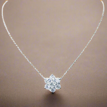 Lab Grown Diamond Flower Cluster Pendant Necklace