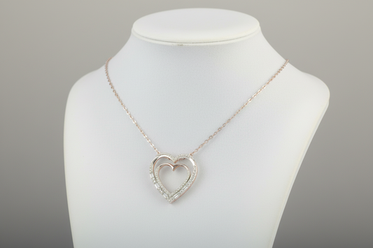 10k Gold Diamond Double Heart Necklace