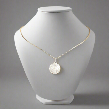 14K  Micropave Circle Diamond Necklace