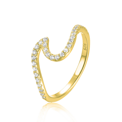 Sterling Silver Micropave Wave Design Ring