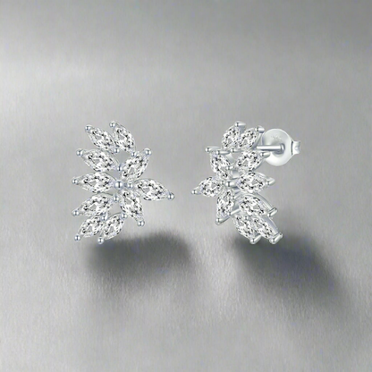 Sterling Silver CZ Angled Stud Earring