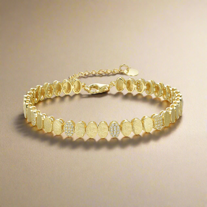 Gold Plated Sterling Silver Multi Shaped Link Bracelet