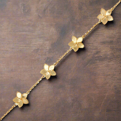 14k Gold Flower Station Bracelet