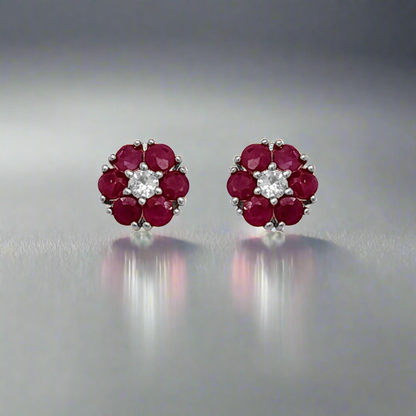 10K Ruby and White Sapphire Stud Earrings