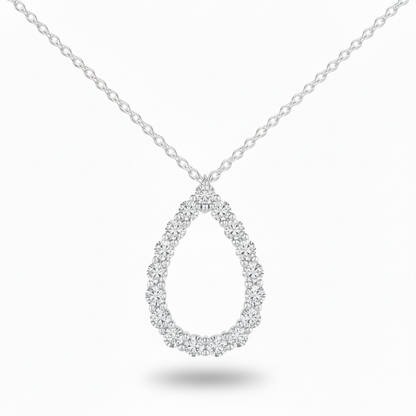 Sterling Silver CZ Outline Teardrop Necklace