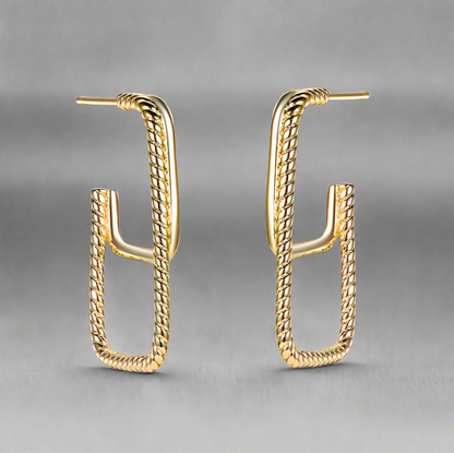 Gold Plated Sterling Silver Double Rectangular "Hoop" Earrings