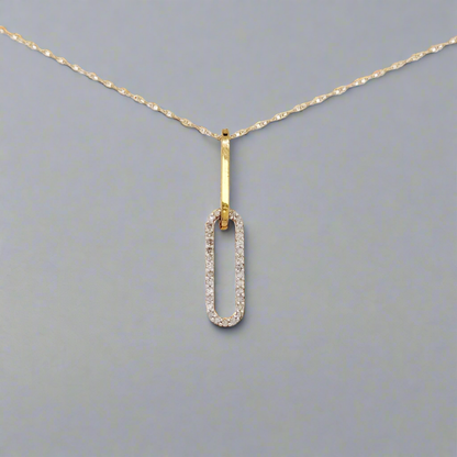 10K Gold Paperclip With Diamonds Pendant