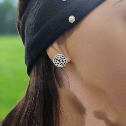 Sterling Silver Sprinkled Round Stud Earring