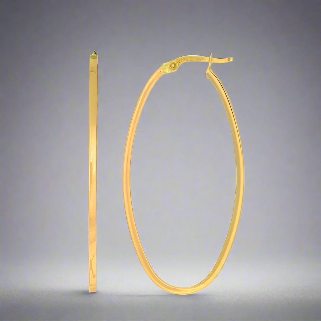 14K Gold Oval Hoop