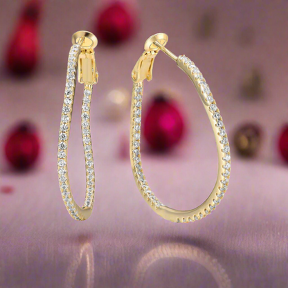 Round Wavy CZ Inside Out Hoop Earrings