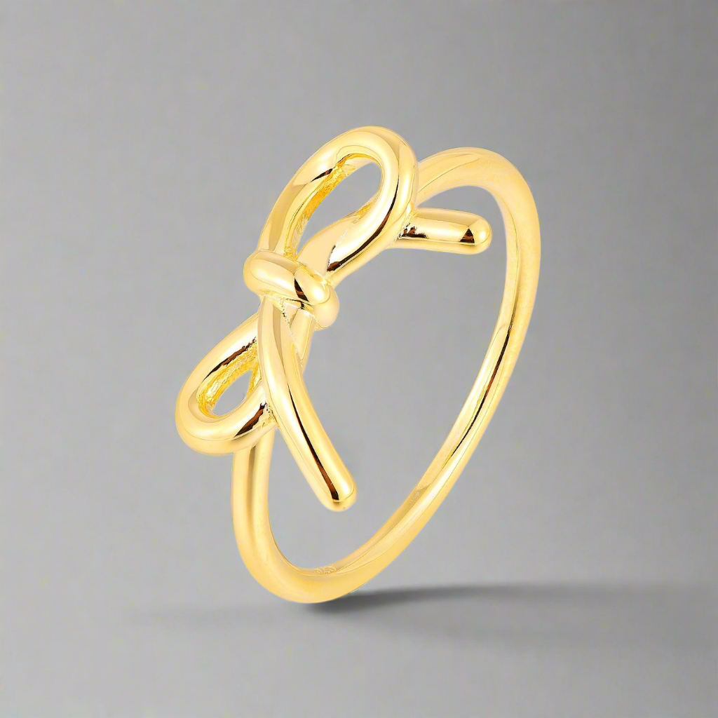 Gold Plated Sterling Silver Bow Ring