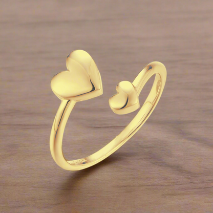 Gold Plated Sterling Silver Double Heart Ring