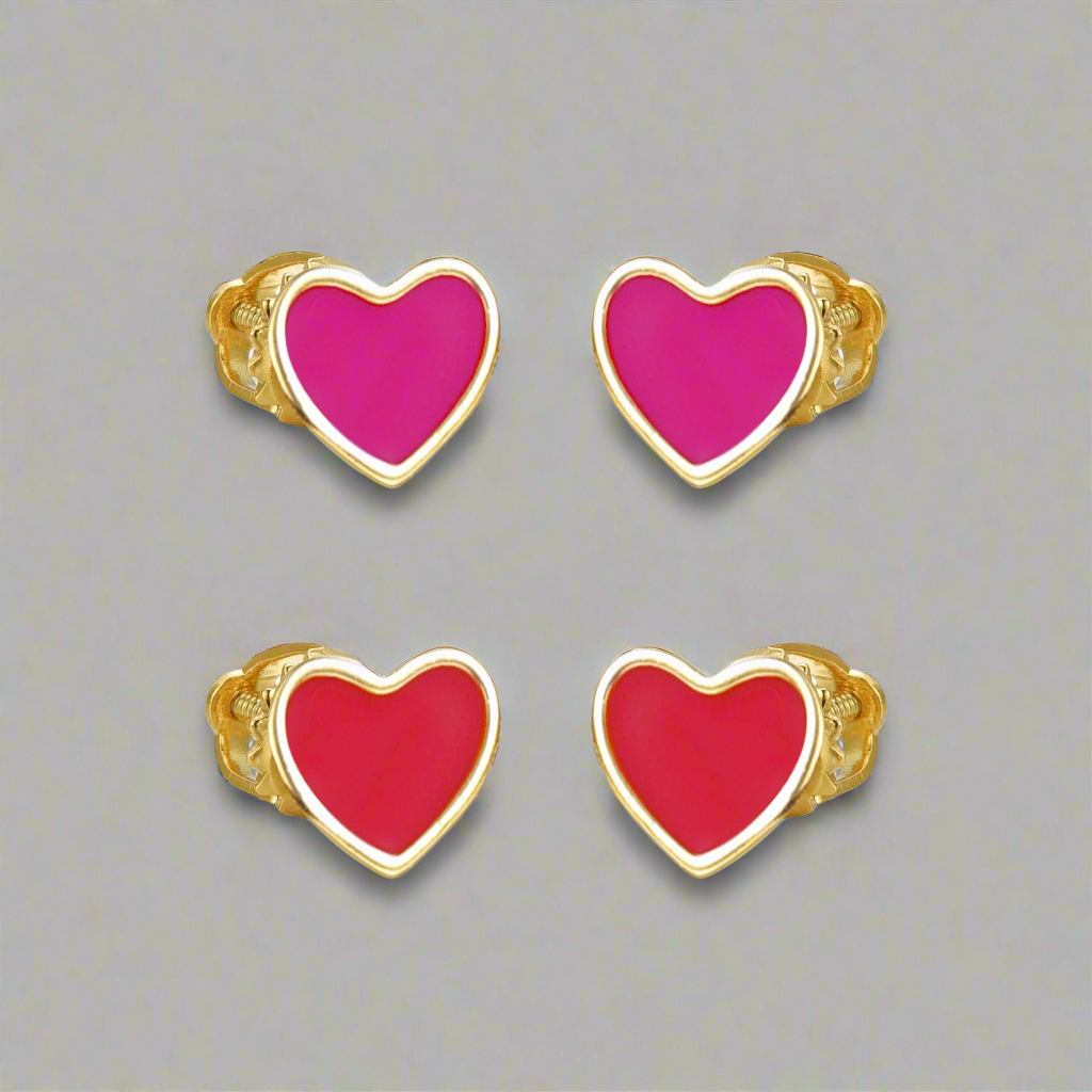 Gold Plated Surgical Steel Enamel Heart Stud Earrings