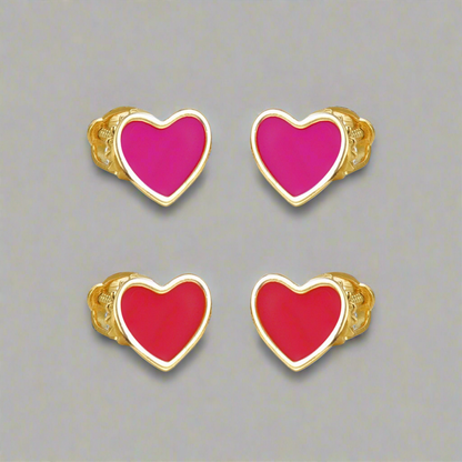 Gold Plated Surgical Steel Enamel Heart Stud Earrings