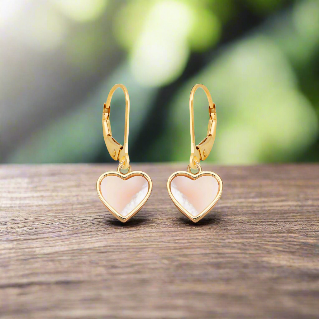 Surgical Steel Gold Plated Mother of Pearl Heart Earring