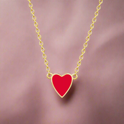 Sterling Silver Gold Plated Enamel Heart Necklace