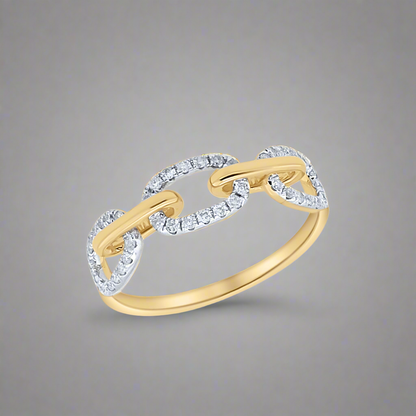 14K Gold Diamond Paperclip Ring