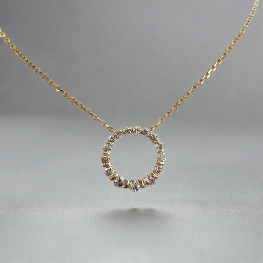 10k Gold Graduated Diamond Small Circle Necklace