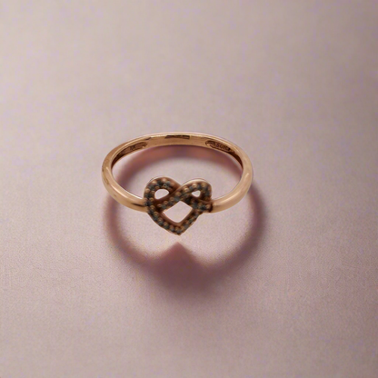 10K Rose Gold Small Diamond Heart Ring