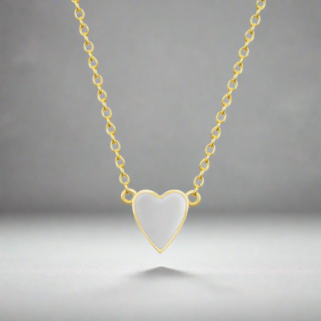 Sterling Silver Gold Plated Enamel Heart Necklace