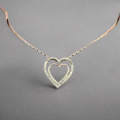 10k Gold Diamond Double Heart Necklace