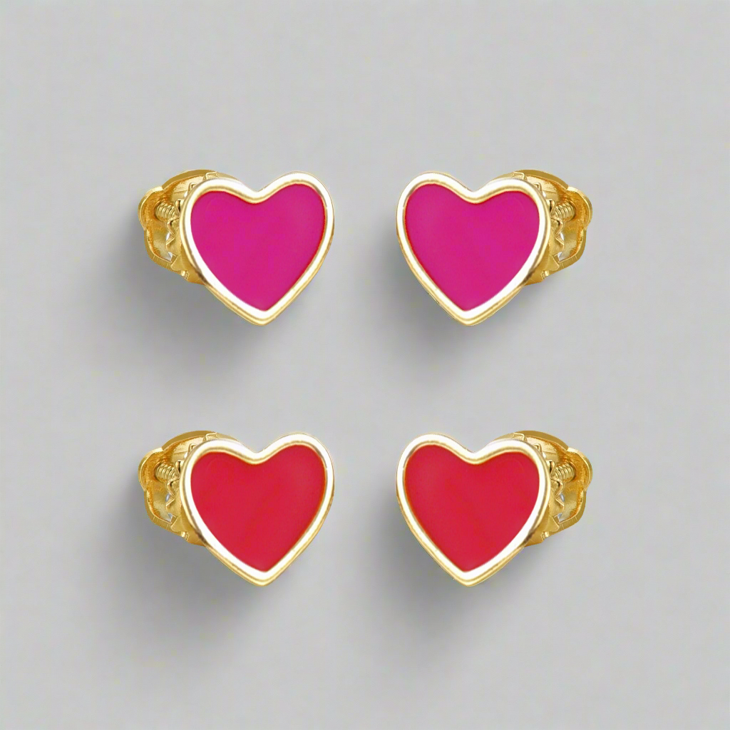 Gold Plated Surgical Steel Enamel Heart Stud Earrings