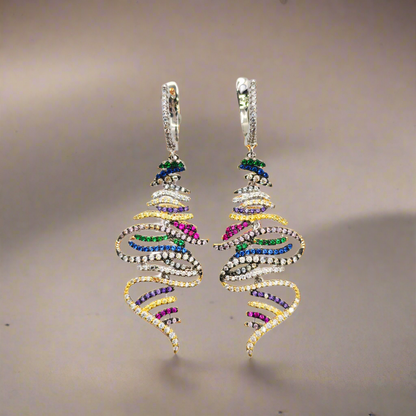 Sterling Silver Multi Colored Micro Pave Earring