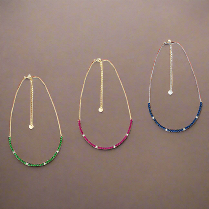 Sterling Silver Colorful 39 Stone Tennis Necklace