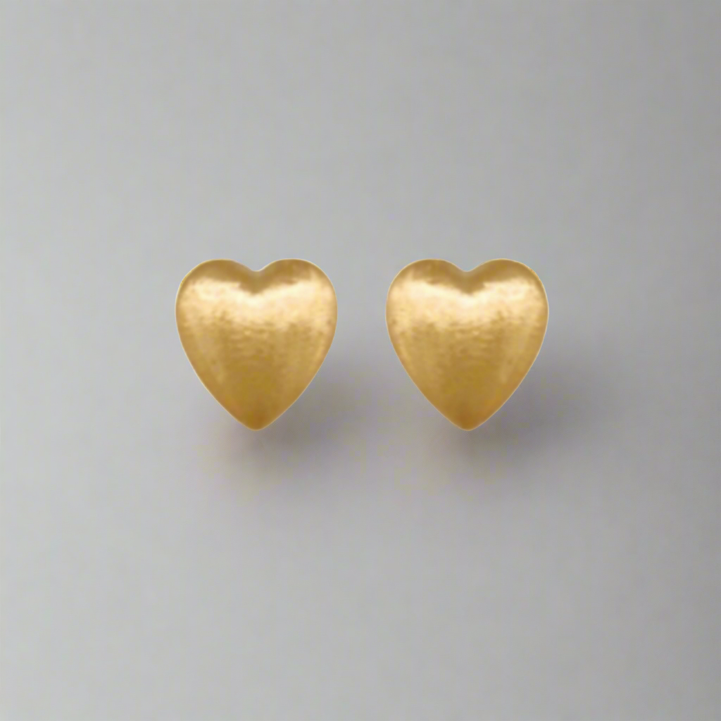 Gold Plated Surgical Steel Puffy Heart Stud Earrings