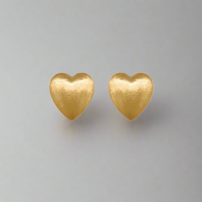 Gold Plated Surgical Steel Puffy Heart Stud Earrings