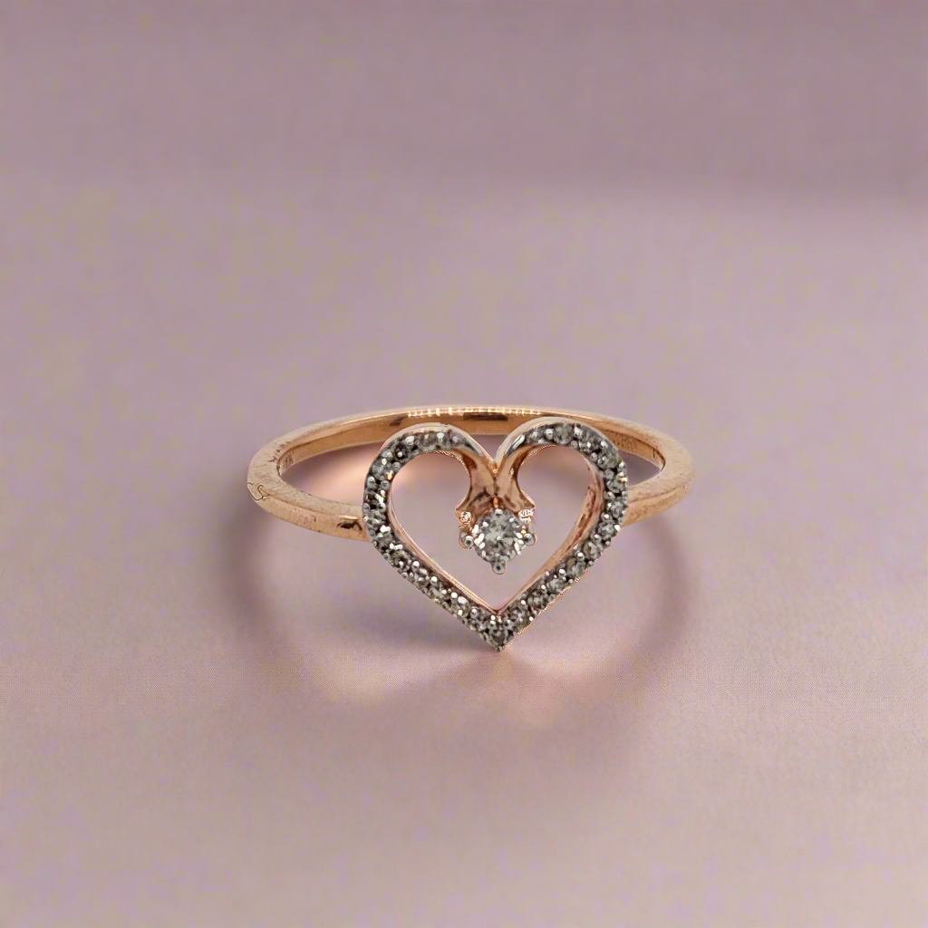 10K Rose Gold Diamond Heart Ring