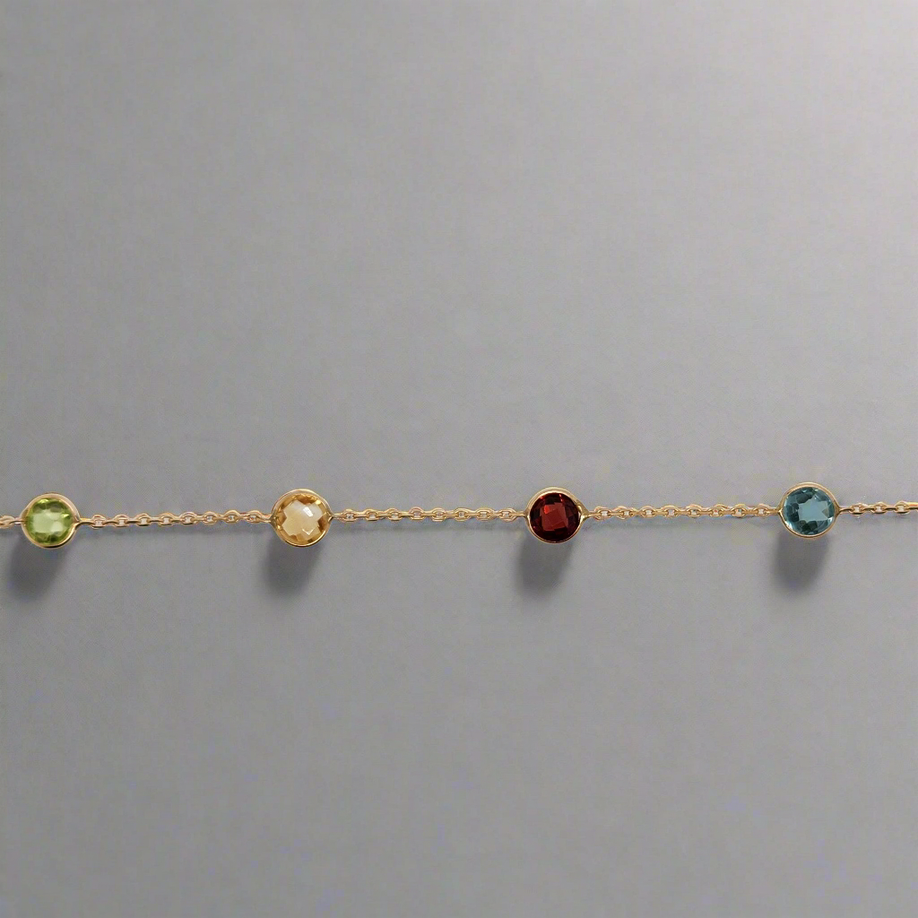 14K 5mm Multicolor Gemstone Bracelet