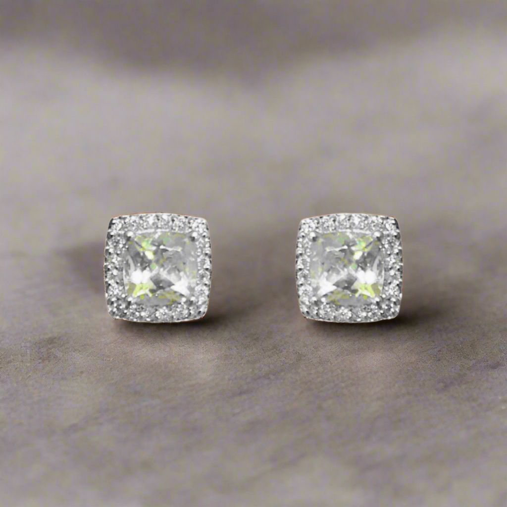 14K Diamond and Green Amethyst Stud Earrings