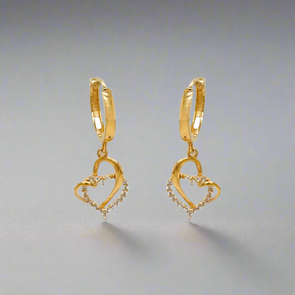 14k Gold Interlocking Hearts on Hoop Earring