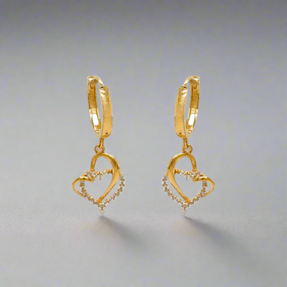 14k Gold Interlocking Hearts on Hoop Earring