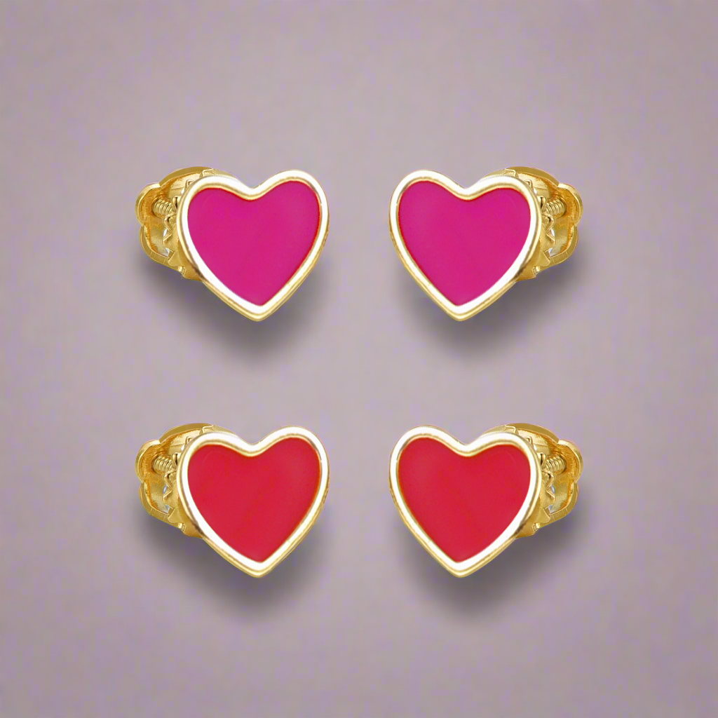 Gold Plated Surgical Steel Enamel Heart Stud Earrings