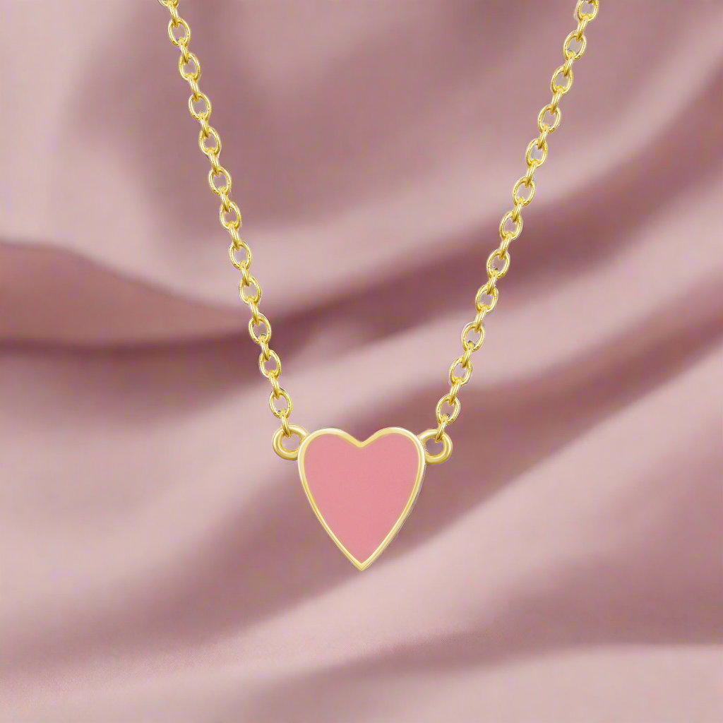 Sterling Silver Gold Plated Enamel Heart Necklace