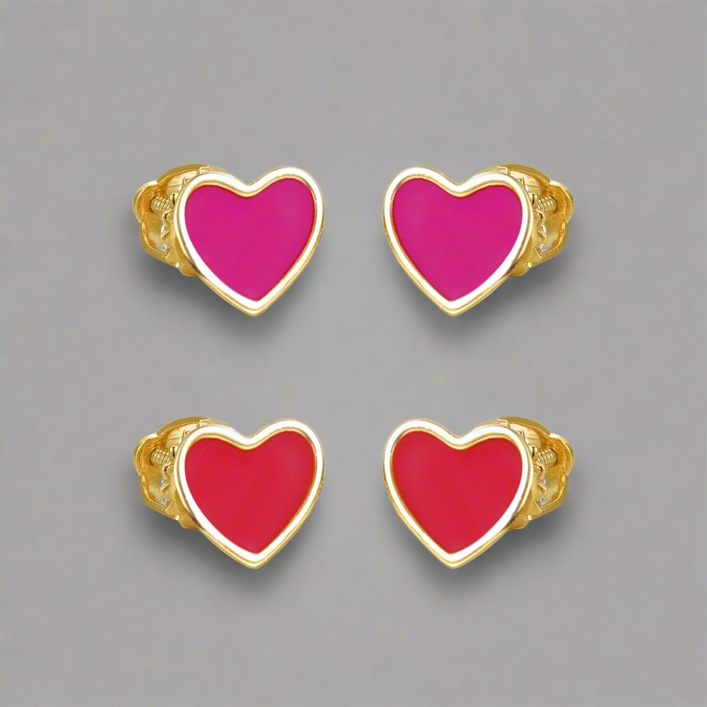 Gold Plated Surgical Steel Enamel Heart Stud Earrings