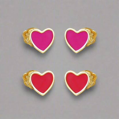 Gold Plated Surgical Steel Enamel Heart Stud Earrings