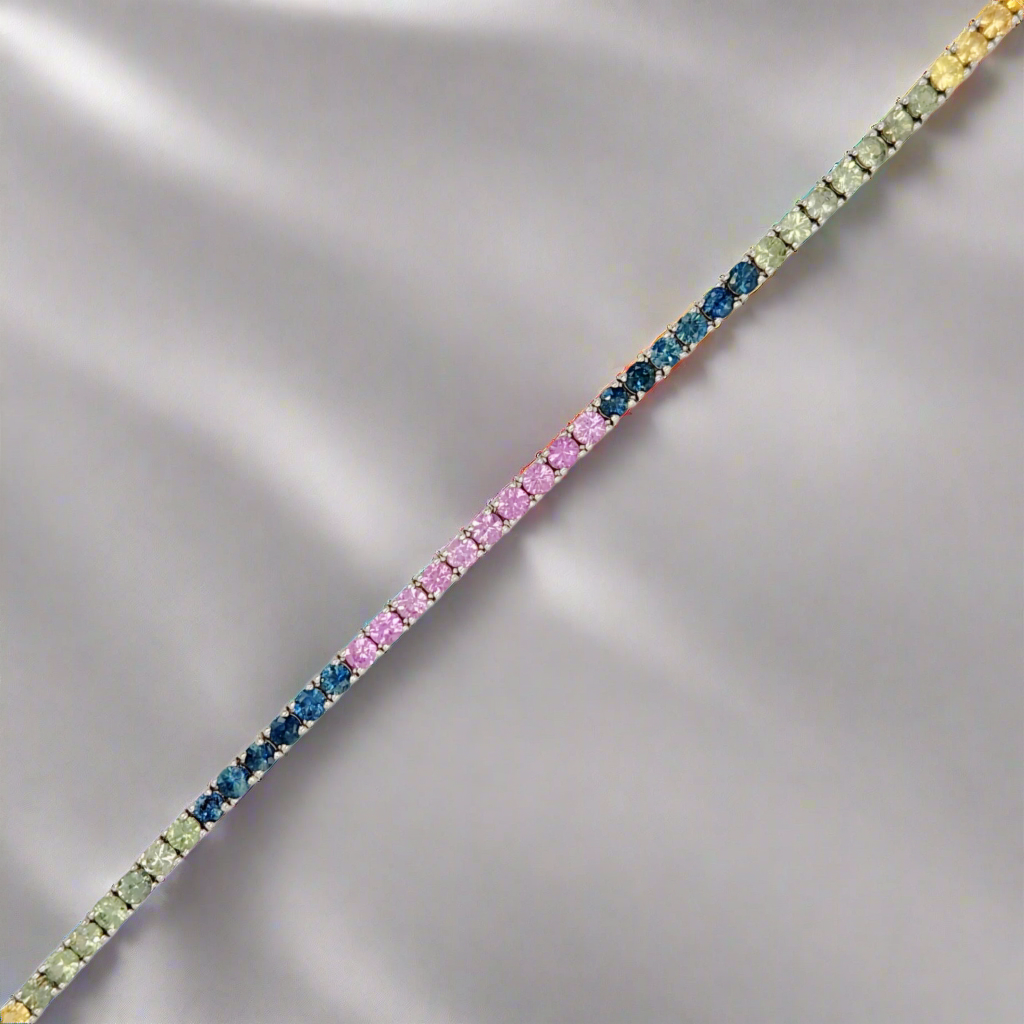 14K Gold Multicolor Sapphire Bracelet