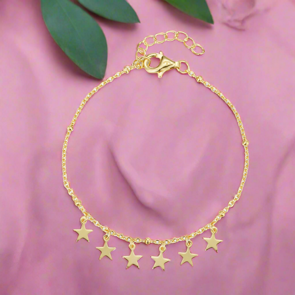 Sterling Silver Dangling Stars Bracelet