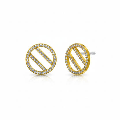 EN19272 Circle Stud Earrings - Yellow Gold Plated