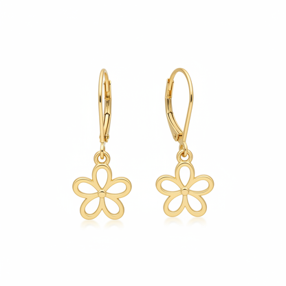 Five-Petal Flower Earrings with Smaller Charms