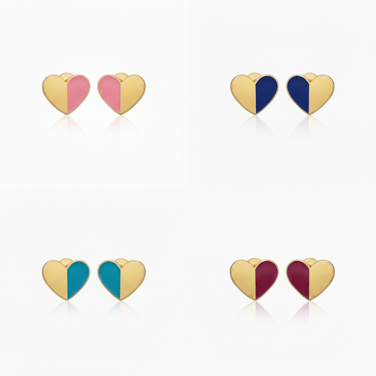 Half-Enamel Heart Earrings Color Collage