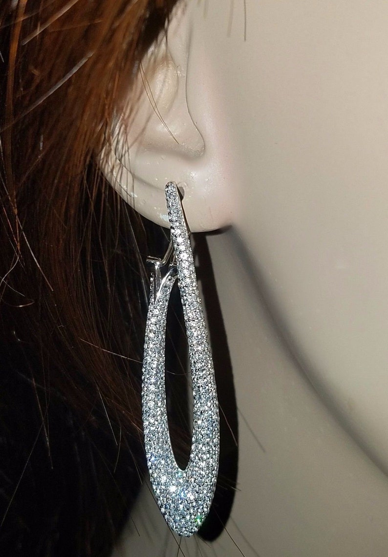 Sterling Silver Long Thin Oval Earring