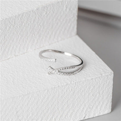 Sterling Silver Overlapping/Crossover Elegant Ring