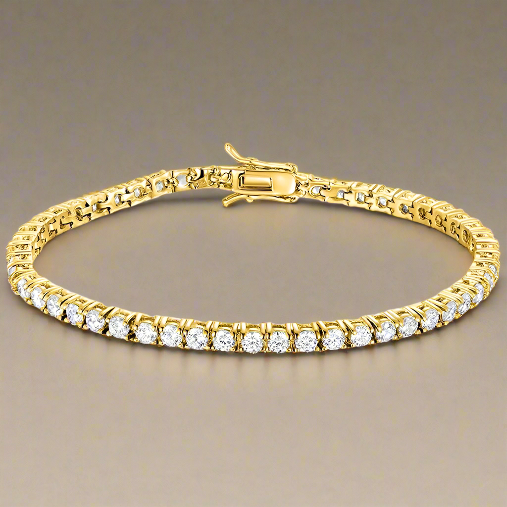 Gold Plated Sterling Silver CZ Tennis Bracelet